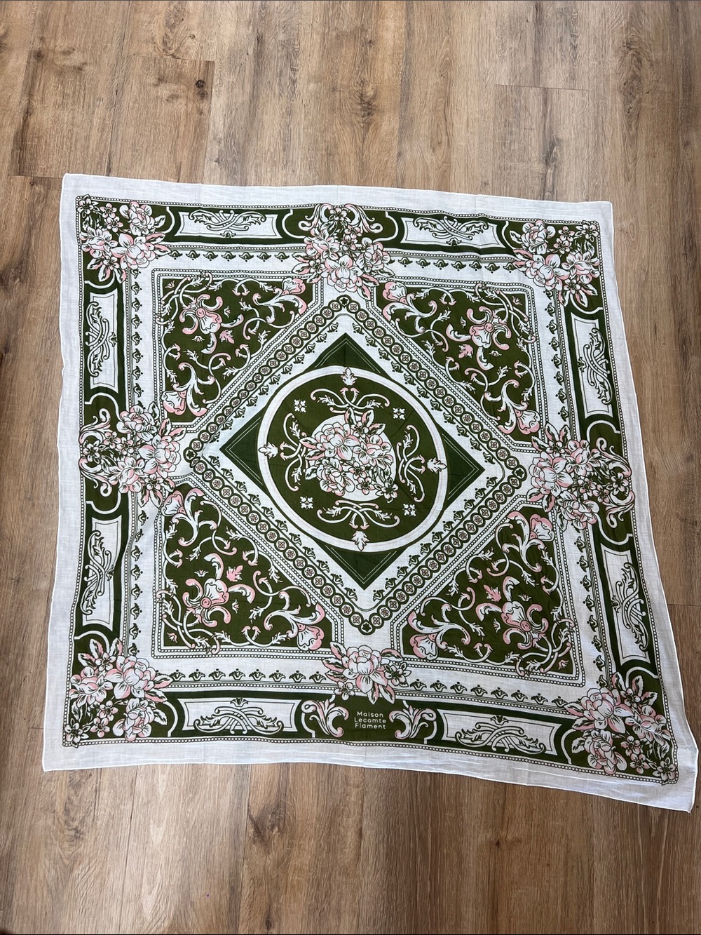 Maison Lecomte Flament Cotton Scarf Mosaic Lichen